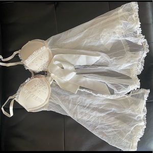 Bridal Victoria’s Secret teddy white bedazzled NWT